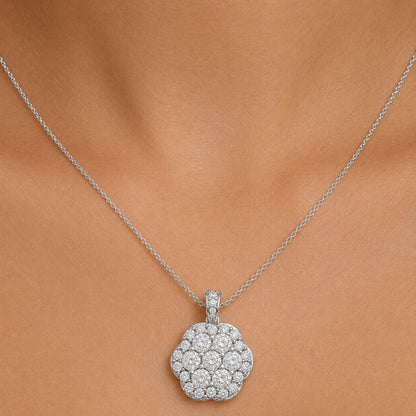 3 ct. T.W. Lab-Grown Diamond Round Cluster Pendant Necklace in Sterling Silver & 14K Gold over Silver