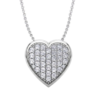 1 ct. T.W. Lab-Grown Diamond Round Heart Pendant Necklace in Sterling Silver & 14K Gold over Silver