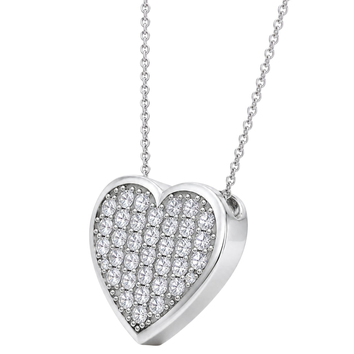 1 ct. T.W. Lab-Grown Diamond Round Heart Pendant Necklace in Sterling Silver & 14K Gold over Silver