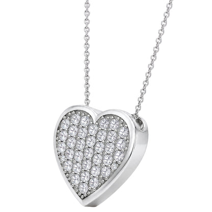 1 ct. T.W. Lab-Grown Diamond Round Heart Pendant Necklace in Sterling Silver & 14K Gold over Silver