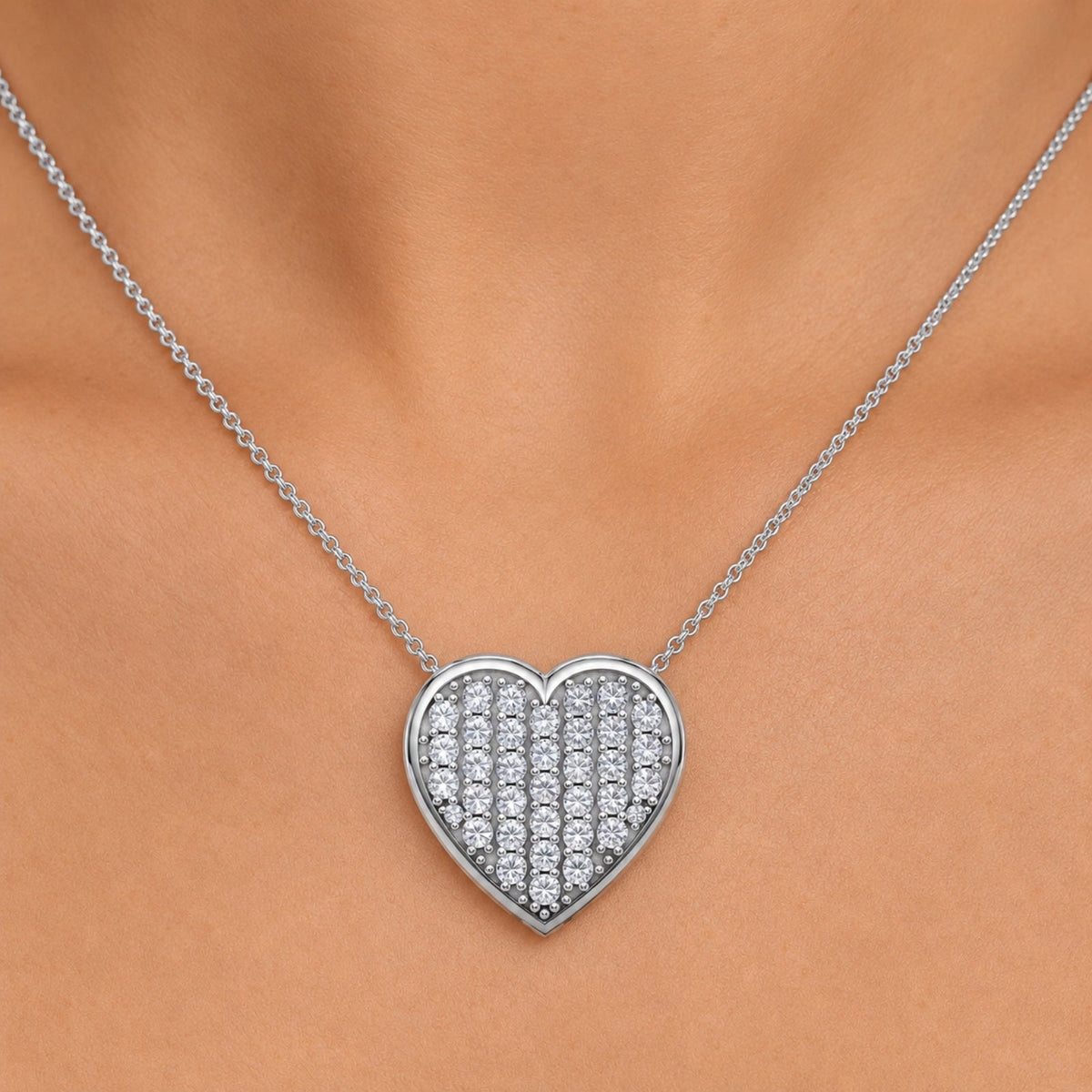 1 ct. T.W. Lab-Grown Diamond Round Heart Pendant Necklace in Sterling Silver & 14K Gold over Silver