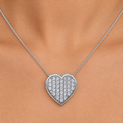 1 ct. T.W. Lab-Grown Diamond Round Heart Pendant Necklace in Sterling Silver & 14K Gold over Silver