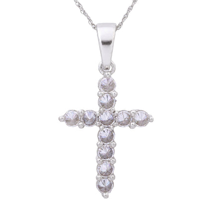 2 ct. T.W. Lab-Grown Diamond Round Cross Pendant Necklace in Sterling Silver