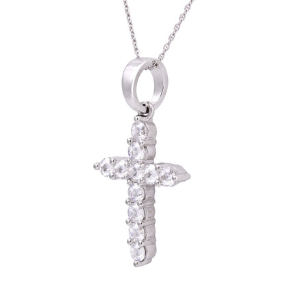 2 ct. T.W. Lab-Grown Diamond Round Cross Pendant Necklace in Sterling Silver