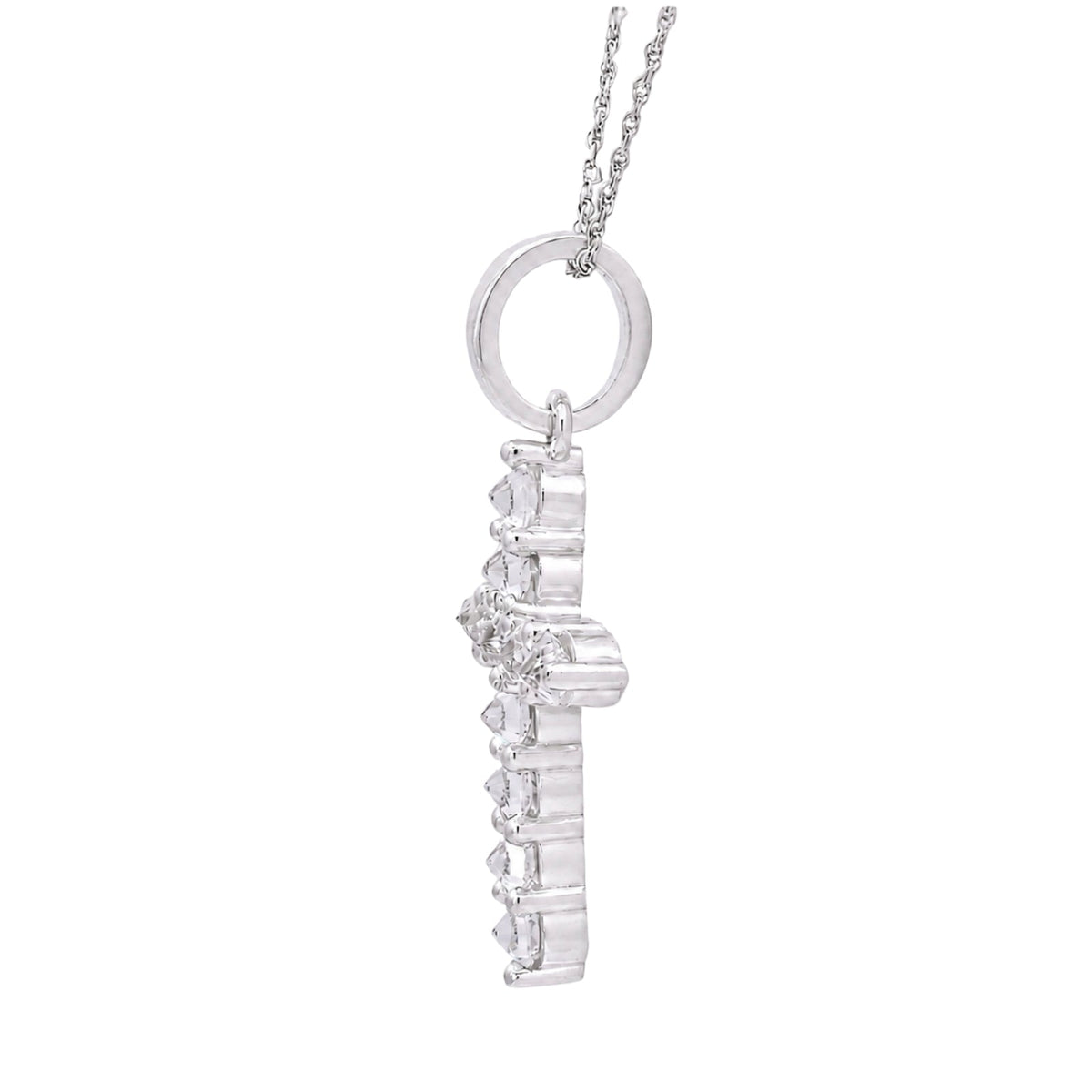 2 ct. T.W. Lab-Grown Diamond Round Cross Pendant Necklace in Sterling Silver