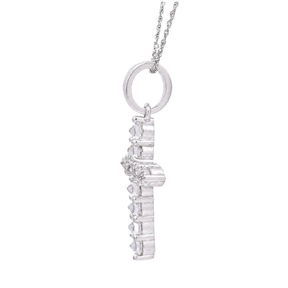 2 ct. T.W. Lab-Grown Diamond Round Cross Pendant Necklace in Sterling Silver