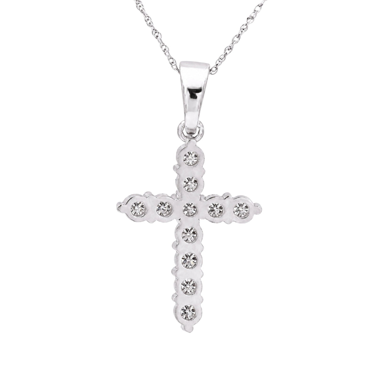 2 ct. T.W. Lab-Grown Diamond Round Cross Pendant Necklace in Sterling Silver