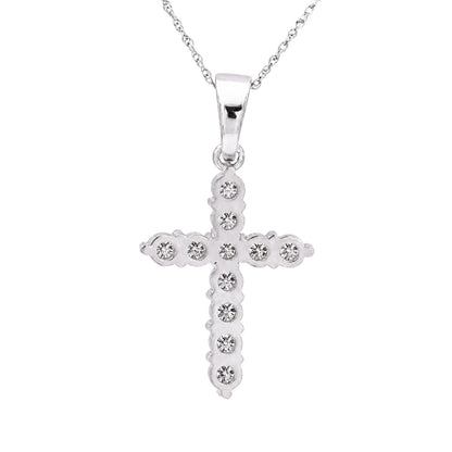 2 ct. T.W. Lab-Grown Diamond Round Cross Pendant Necklace in Sterling Silver