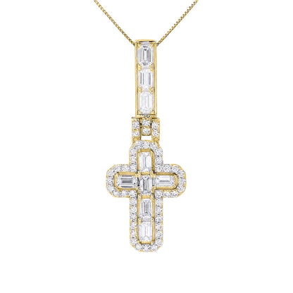 4 ct. T.W. Lab-Grown Diamond Round Cross Pendant Necklace in Sterling Silver or 14K Gold over Silver
