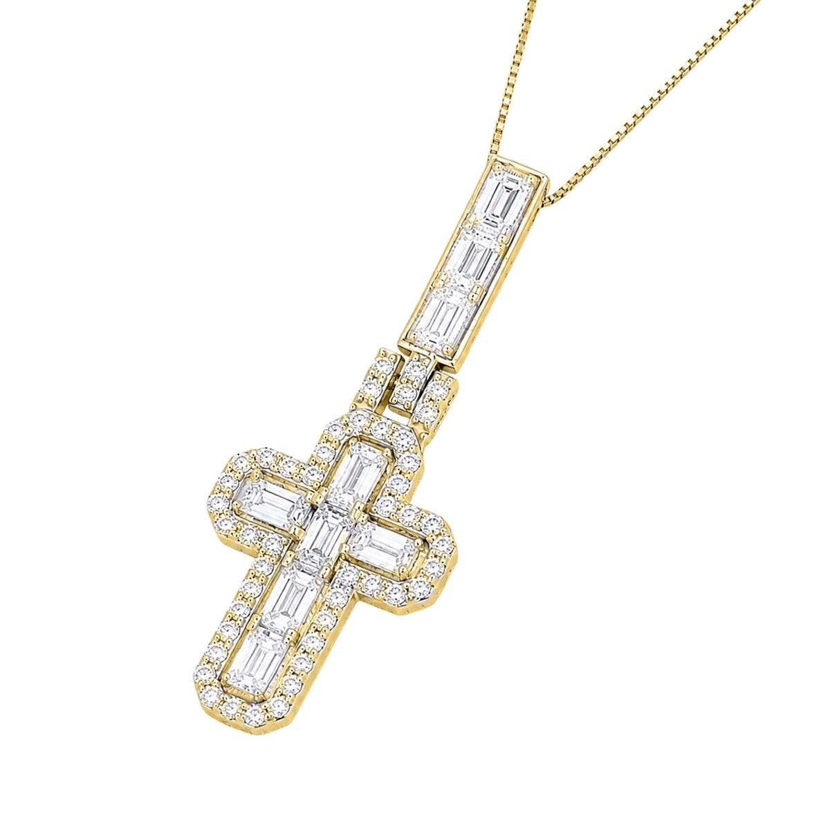 4 ct. T.W. Lab-Grown Diamond Round Cross Pendant Necklace in Sterling Silver or 14K Gold over Silver