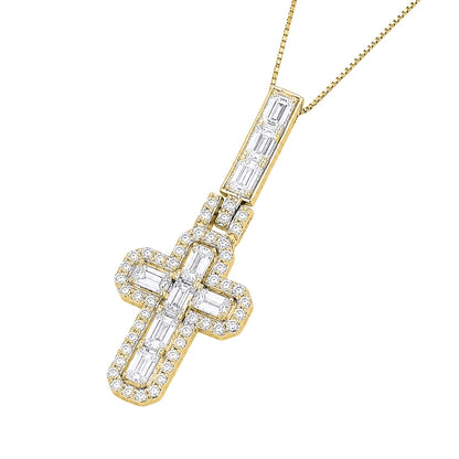 4 ct. T.W. Lab-Grown Diamond Round Cross Pendant Necklace in Sterling Silver or 14K Gold over Silver
