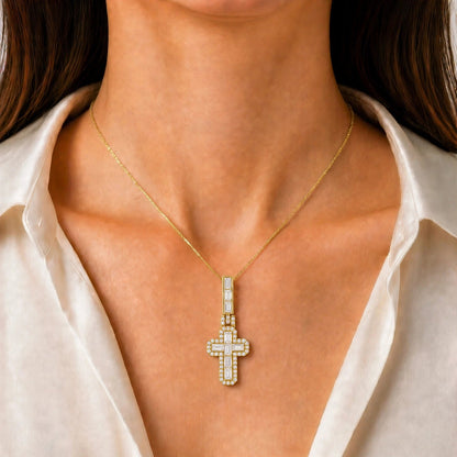4 ct. T.W. Lab-Grown Diamond Round Cross Pendant Necklace in Sterling Silver or 14K Gold over Silver