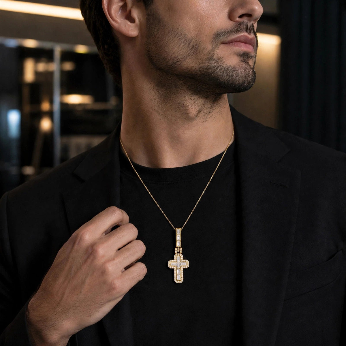 4 ct. T.W. Lab-Grown Diamond Round Cross Pendant Necklace in Sterling Silver or 14K Gold over Silver