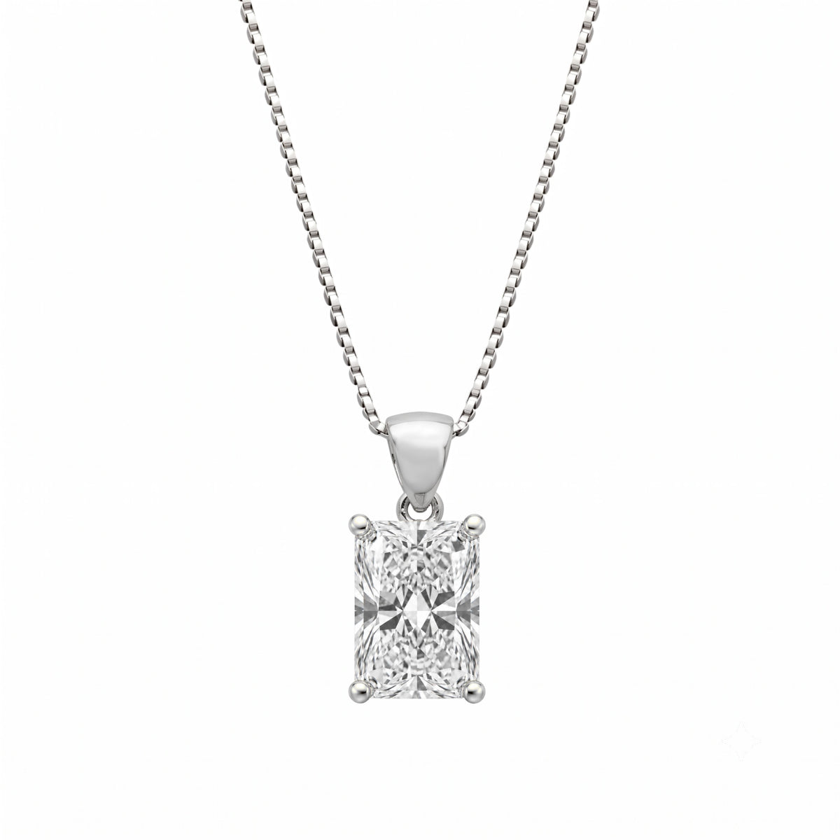 Lab-Grown Diamond Radiant Solitaire Pendant Necklace in 14K White Gold or 14K Yellow Gold