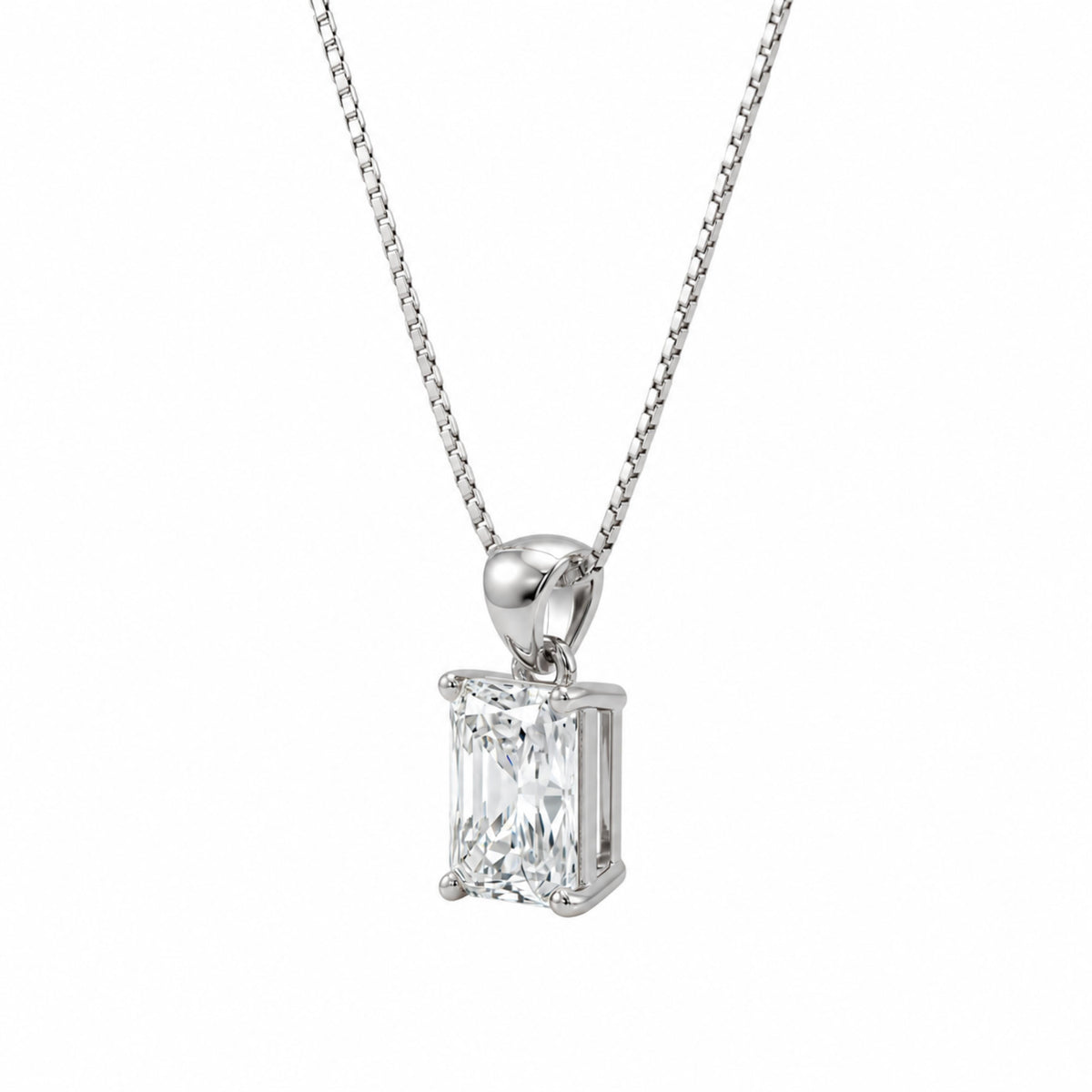 Lab-Grown Diamond Radiant Solitaire Pendant Necklace in 14K White Gold or 14K Yellow Gold