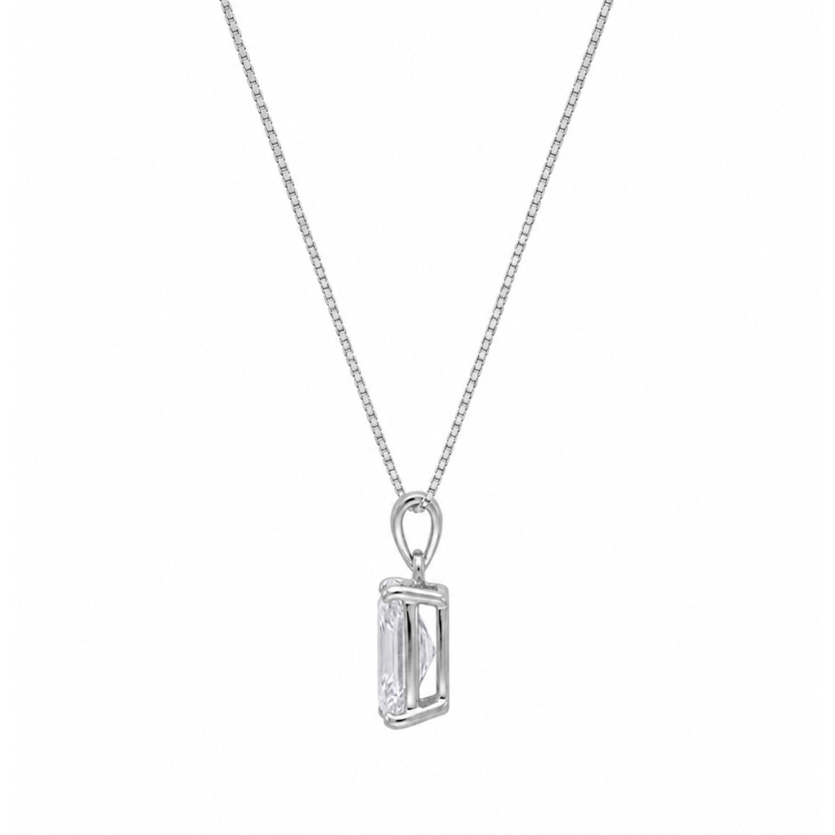 Lab-Grown Diamond Radiant Solitaire Pendant Necklace in 14K White Gold or 14K Yellow Gold