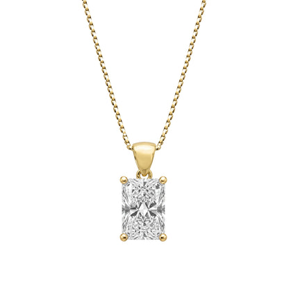 Lab-Grown Diamond Radiant Solitaire Pendant Necklace in 14K White Gold or 14K Yellow Gold