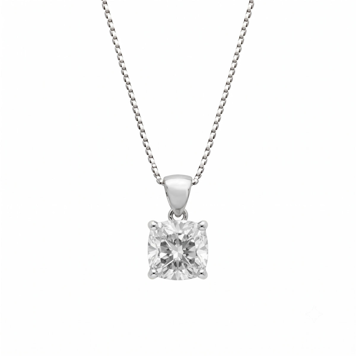Lab-Grown Diamond Cushion Solitaire Pendant Necklace in 14K White Gold or 14K Yellow Gold