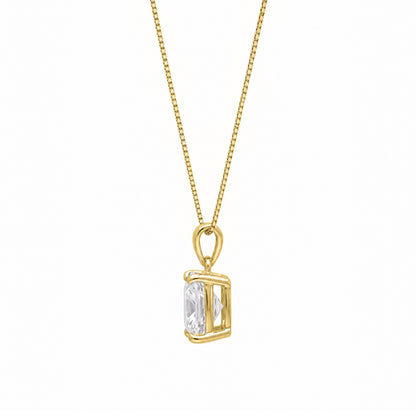 Lab-Grown Diamond Cushion Solitaire Pendant Necklace in 14K White Gold or 14K Yellow Gold