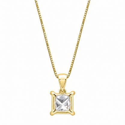 Lab-Grown Diamond Cushion Solitaire Pendant Necklace in 14K White Gold or 14K Yellow Gold
