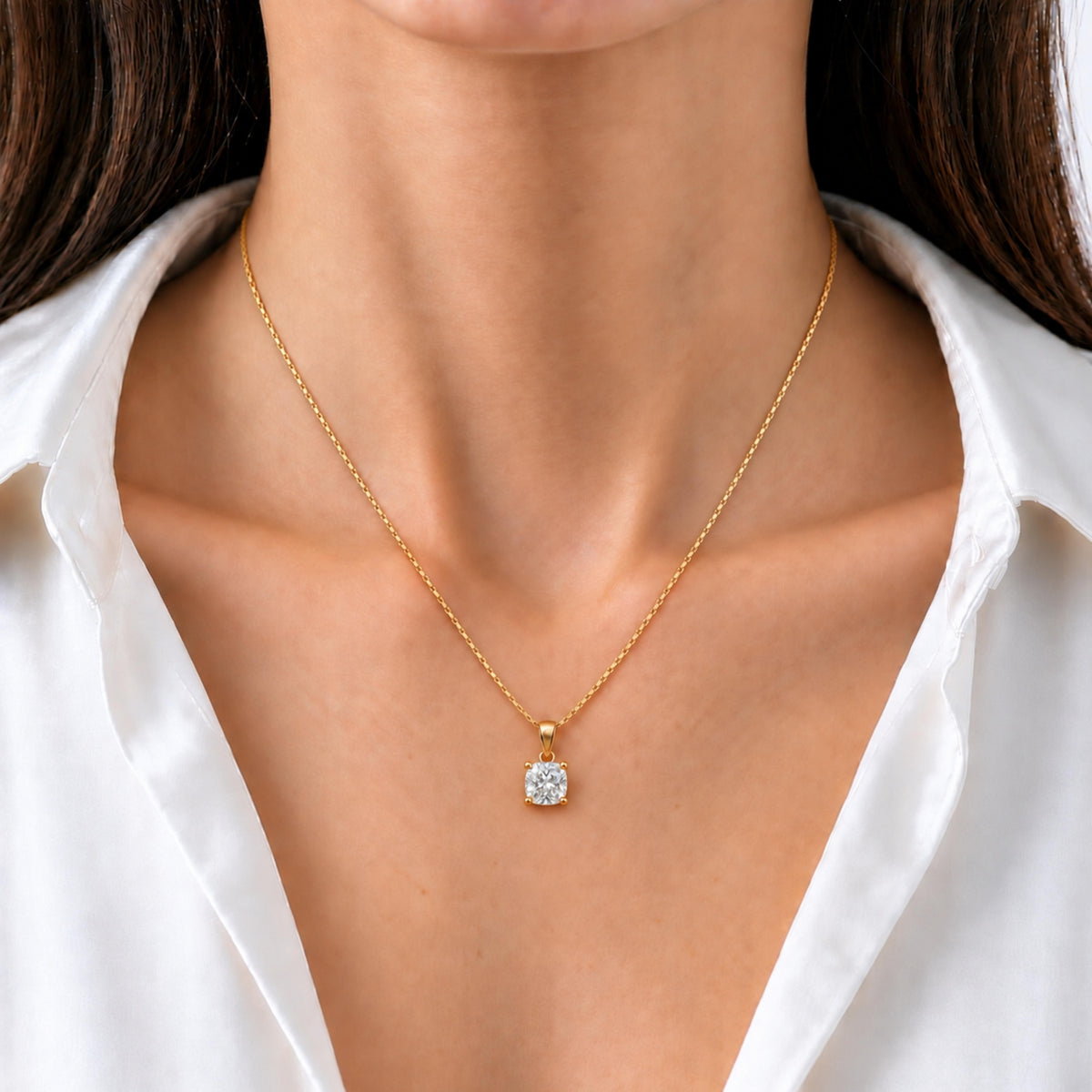 Lab-Grown Diamond Solitaire Pendant Necklace in 14K White Gold or 14K Yellow Gold