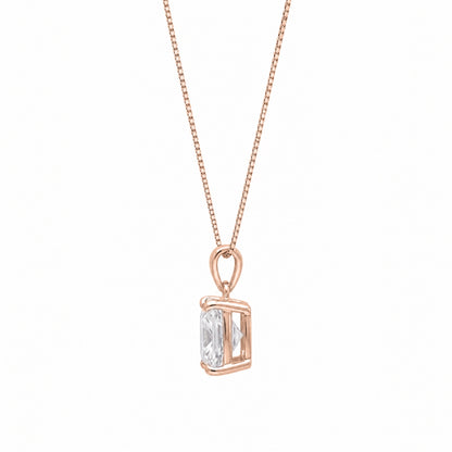 Lab-Grown Diamond Cushion Solitaire Pendant Necklace in 14K White Gold or 14K Yellow Gold