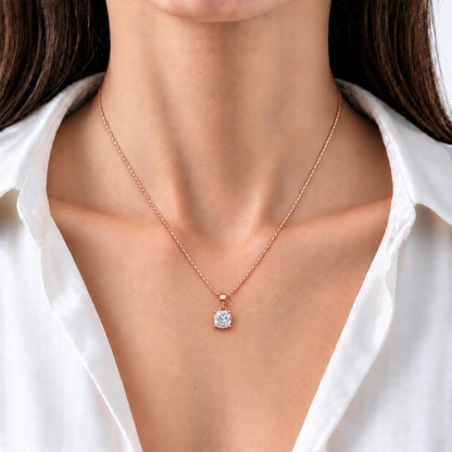 Lab-Grown Diamond Cushion Solitaire Pendant Necklace in 14K White Gold or 14K Yellow Gold