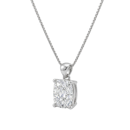 Lab-Grown Diamond Long Cushion Solitaire Pendant Necklace in 14K White Gold or 14K Yellow Gold