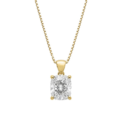 Lab-Grown Diamond Long Cushion Solitaire Pendant Necklace in 14K White Gold or 14K Yellow Gold