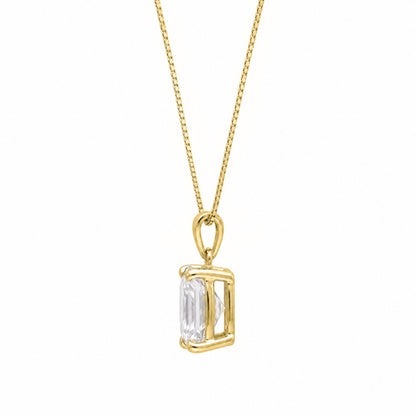 Lab-Grown Diamond Long Cushion Solitaire Pendant Necklace in 14K White Gold or 14K Yellow Gold