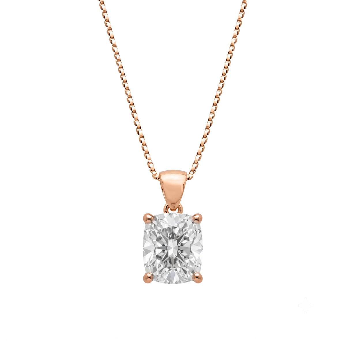 Lab-Grown Diamond Long Cushion Solitaire Pendant Necklace in 14K White Gold or 14K Yellow Gold