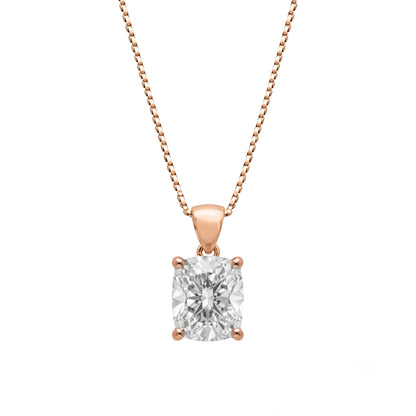 Lab-Grown Diamond Long Cushion Solitaire Pendant Necklace in 14K White Gold or 14K Yellow Gold