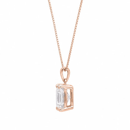 Lab-Grown Diamond Long Cushion Solitaire Pendant Necklace in 14K White Gold or 14K Yellow Gold