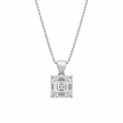Lab-Grown Diamond Asscher Solitaire Pendant Necklace in 14K White Gold or 14K Yellow Gold