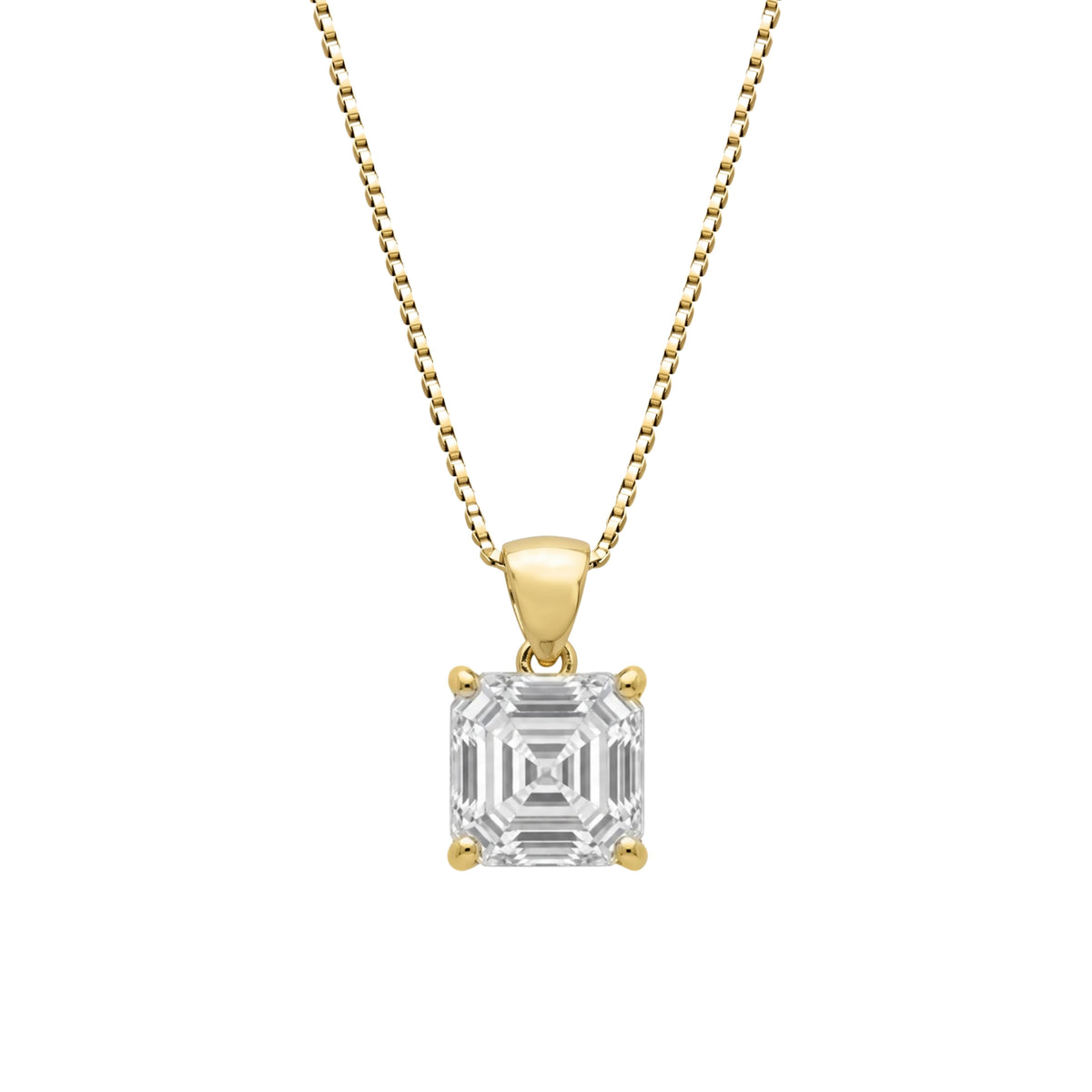 Lab-Grown Diamond Asscher Solitaire Pendant Necklace in 14K White Gold or 14K Yellow Gold
