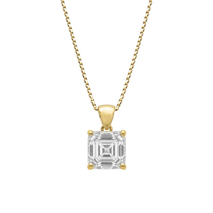 Lab-Grown Diamond Asscher Solitaire Pendant Necklace in 14K White Gold or 14K Yellow Gold