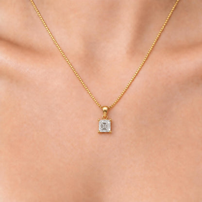 Lab-Grown Diamond Asscher Solitaire Pendant Necklace in 14K White Gold or 14K Yellow Gold