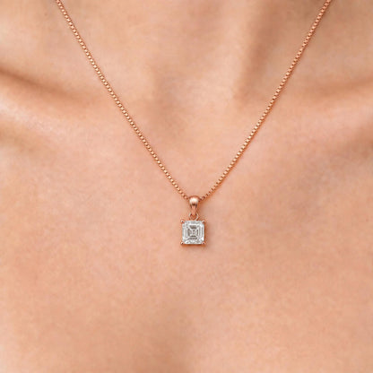 Lab-Grown Diamond Asscher Solitaire Pendant Necklace in 14K White Gold or 14K Yellow Gold