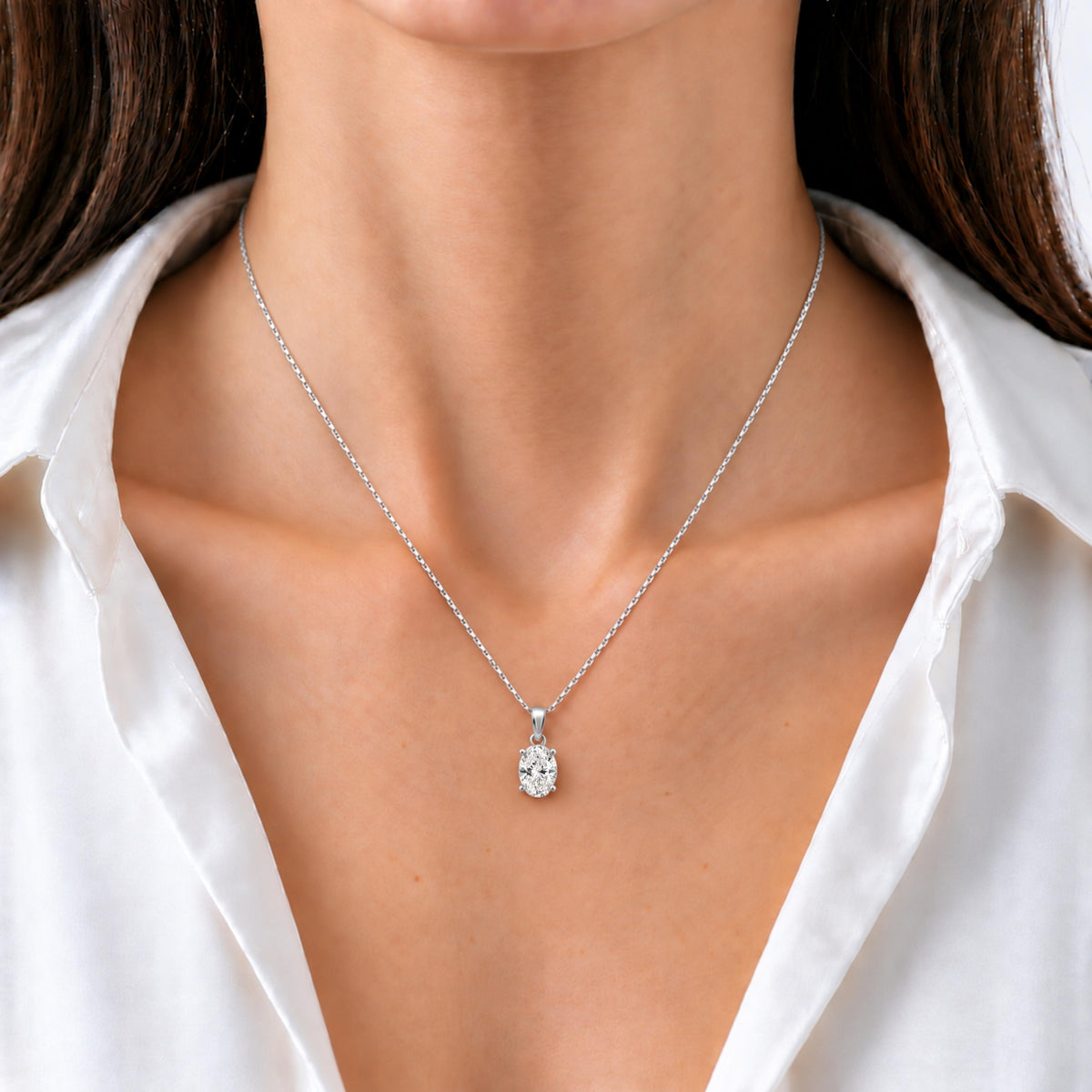 Lab-Grown Diamond Solitaire Pendant Necklace in 14K White Gold or 14K Yellow Gold