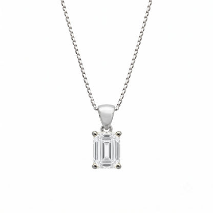 Lab-Grown Diamond Emerald-Cut Solitaire Pendant Necklace in 14K White Gold or 14K Yellow Gold