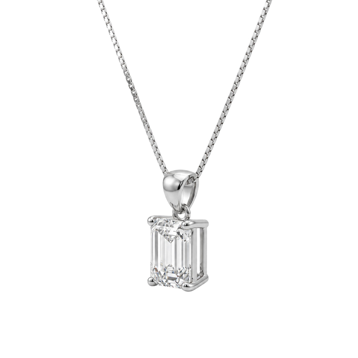 Lab-Grown Diamond Emerald-Cut Solitaire Pendant Necklace in 14K White Gold or 14K Yellow Gold