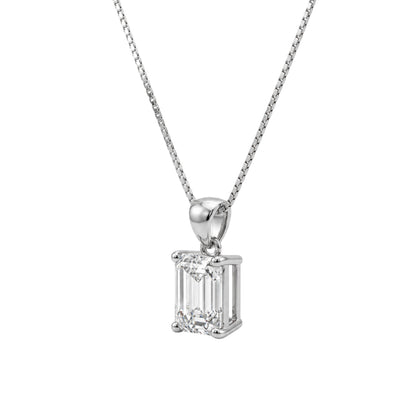Lab-Grown Diamond Emerald-Cut Solitaire Pendant Necklace in 14K White Gold or 14K Yellow Gold