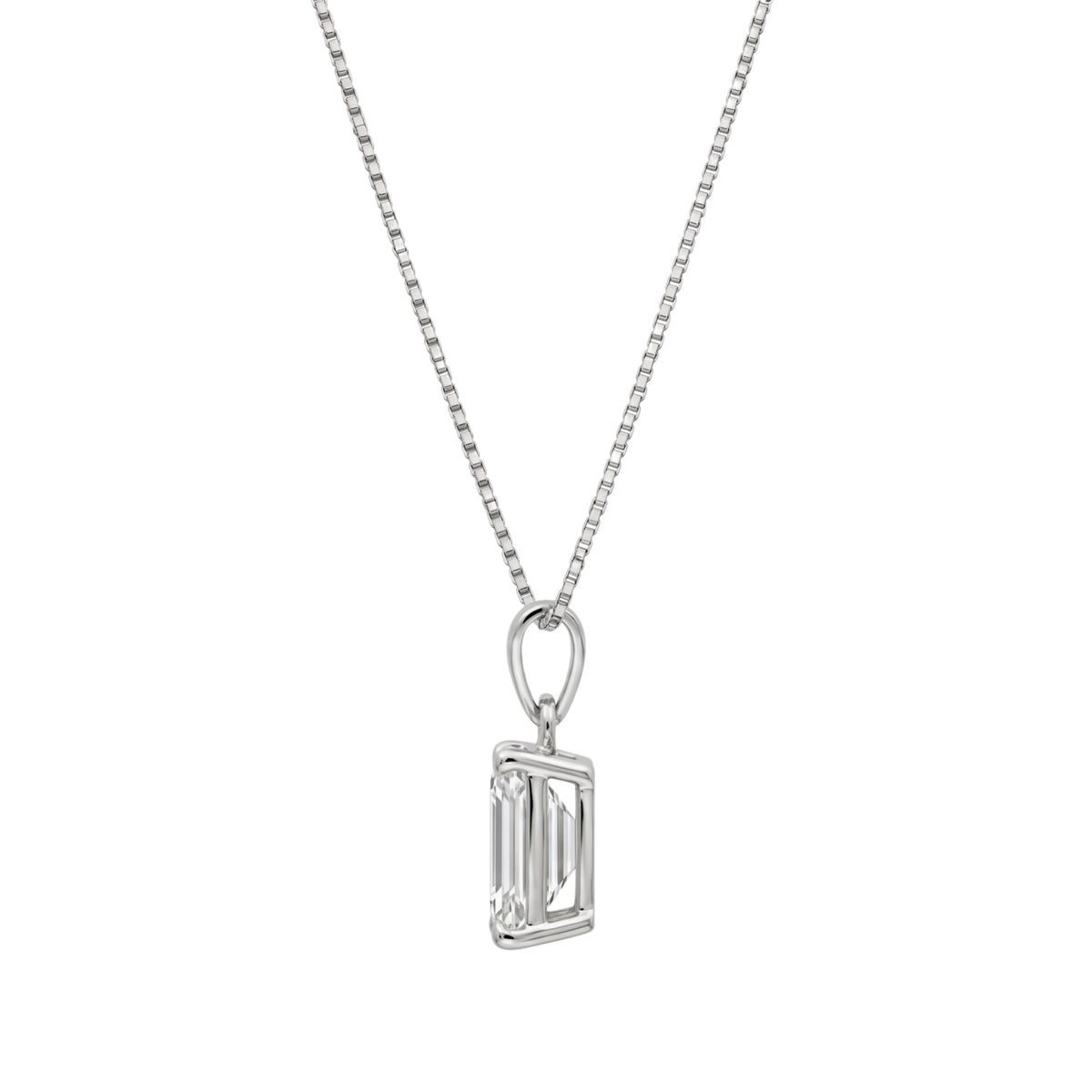 Lab-Grown Diamond Emerald-Cut Solitaire Pendant Necklace in 14K White Gold or 14K Yellow Gold