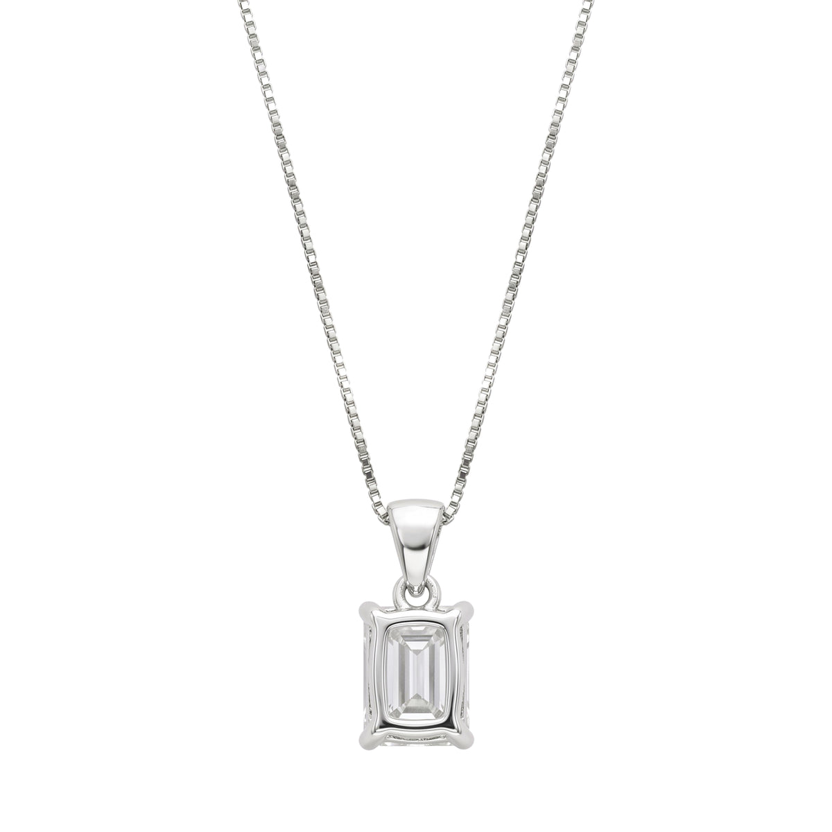 Lab-Grown Diamond Emerald-Cut Solitaire Pendant Necklace in 14K White Gold or 14K Yellow Gold