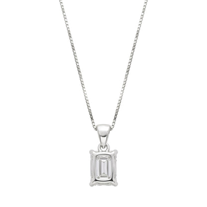 Lab-Grown Diamond Emerald-Cut Solitaire Pendant Necklace in 14K White Gold or 14K Yellow Gold