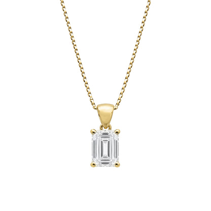 Lab-Grown Diamond Emerald-Cut Solitaire Pendant Necklace in 14K White Gold or 14K Yellow Gold