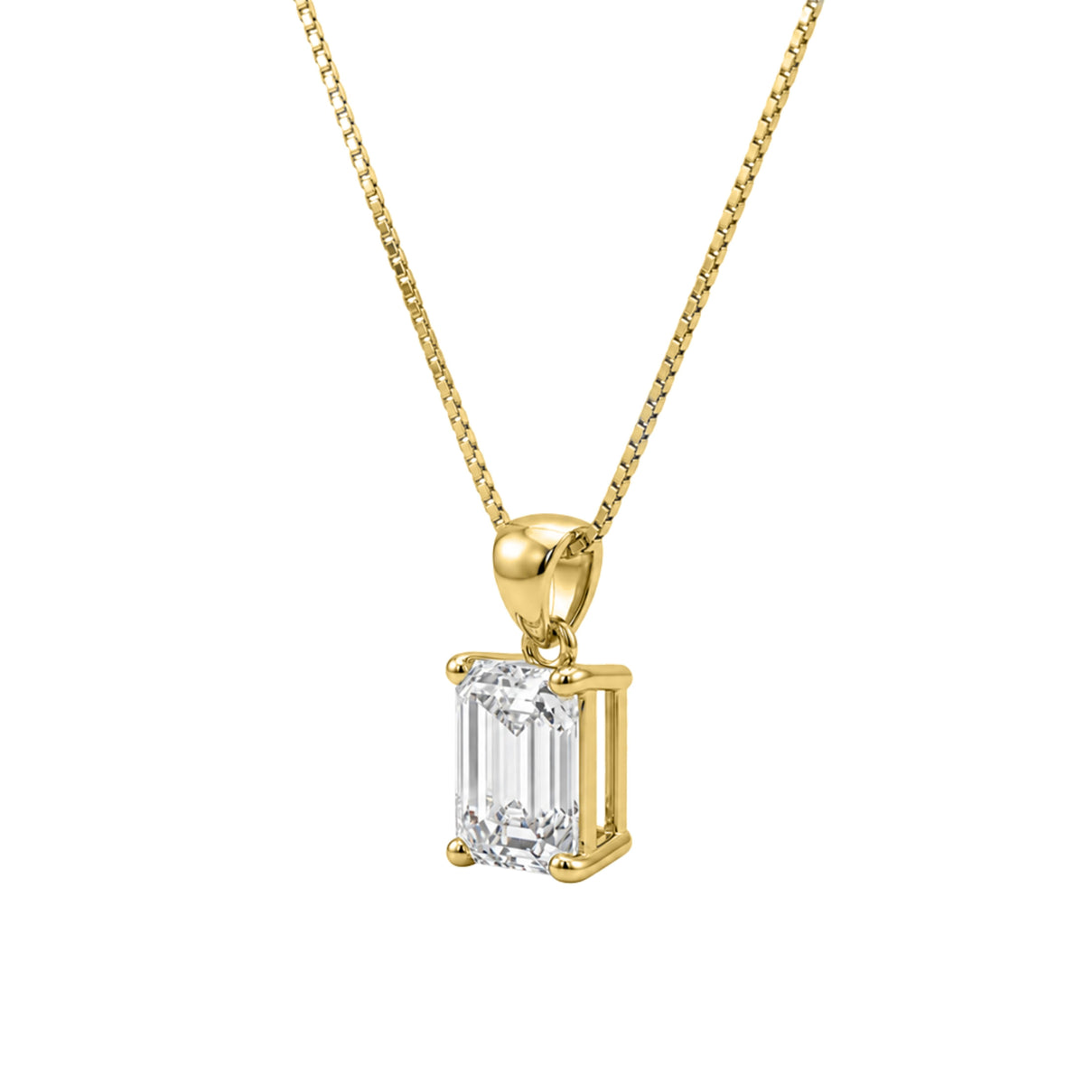 Lab-Grown Diamond Emerald-Cut Solitaire Pendant Necklace in 14K White Gold or 14K Yellow Gold