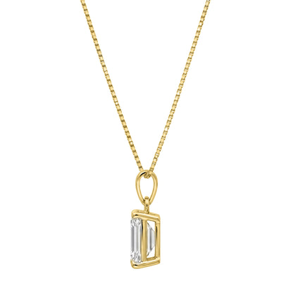 Lab-Grown Diamond Emerald-Cut Solitaire Pendant Necklace in 14K White Gold or 14K Yellow Gold