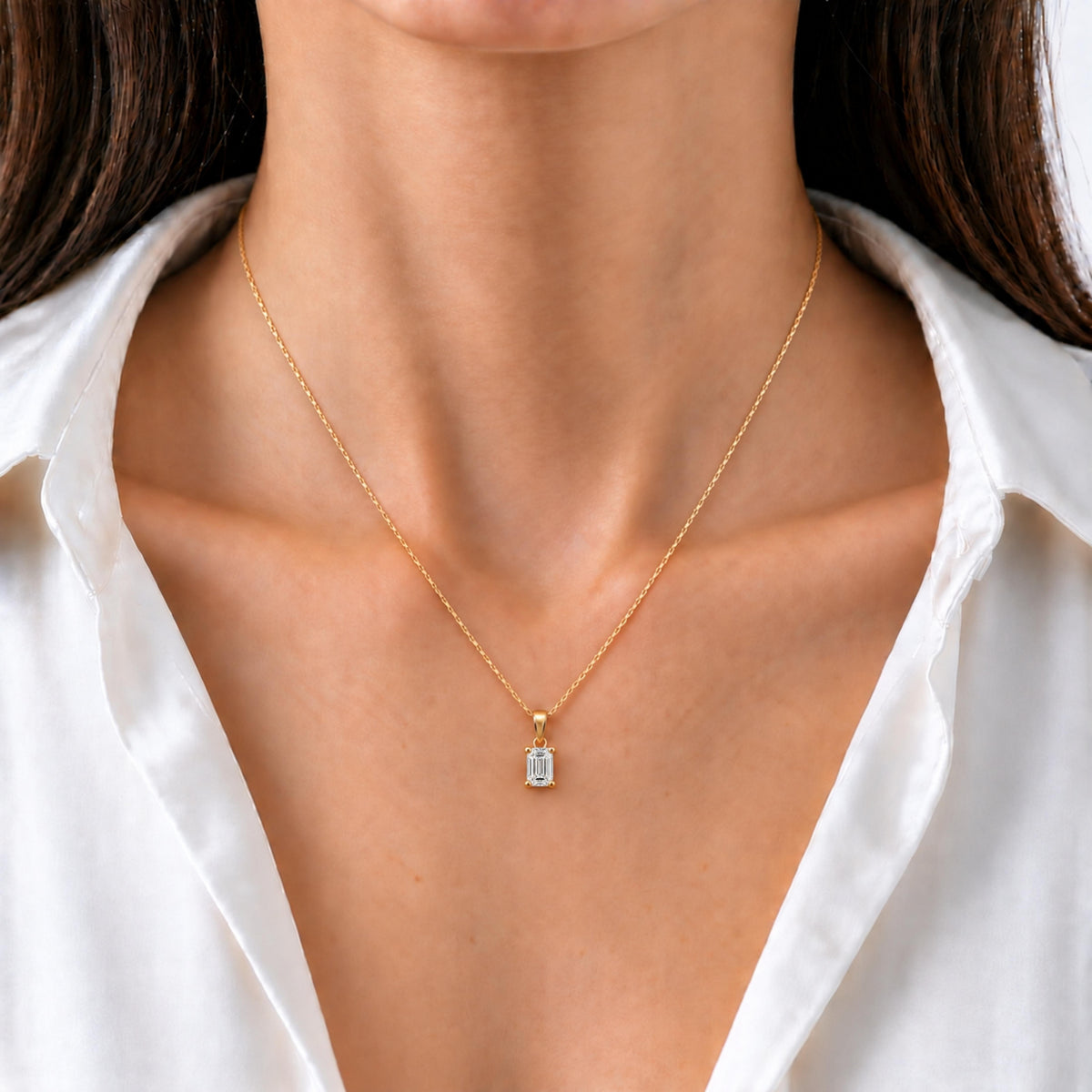 Lab-Grown Diamond Solitaire Pendant Necklace in 14K White Gold or 14K Yellow Gold