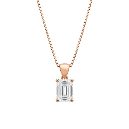 Lab-Grown Diamond Emerald-Cut Solitaire Pendant Necklace in 14K White Gold or 14K Yellow Gold